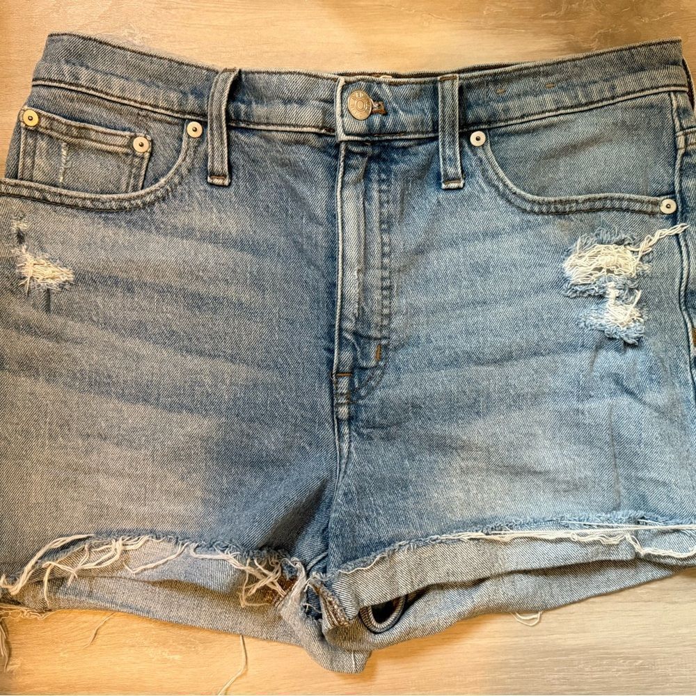 Madewell Blue Distressed Jean Shorts